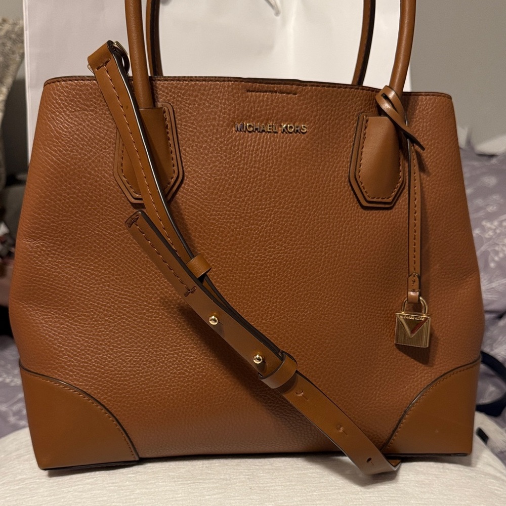 Michael Kors Brown Leather Tote with Gold Hardware